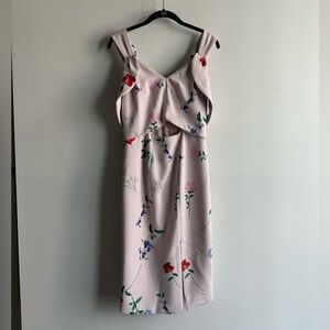 ELLIATT Archibald Pale Blush Floral Print Cutout Midi Dress, Size S